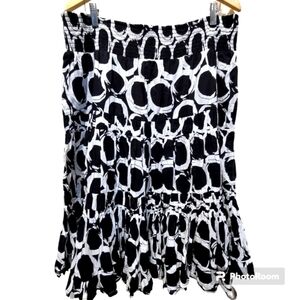 NWT Large GRACE ELEMENTS Artsy Black White Crinkled Gauze Smocked Ruffled Skirt